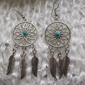 🎁 3for10$ or FREE WITH PURCHASE - Silver and Turquoise Dreamcatcher Earrings